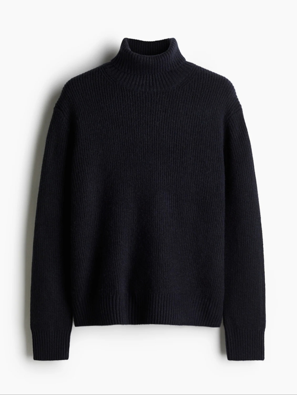 H&M Mens Regular Fit Warm Black Turtleneck Sweater Sz L